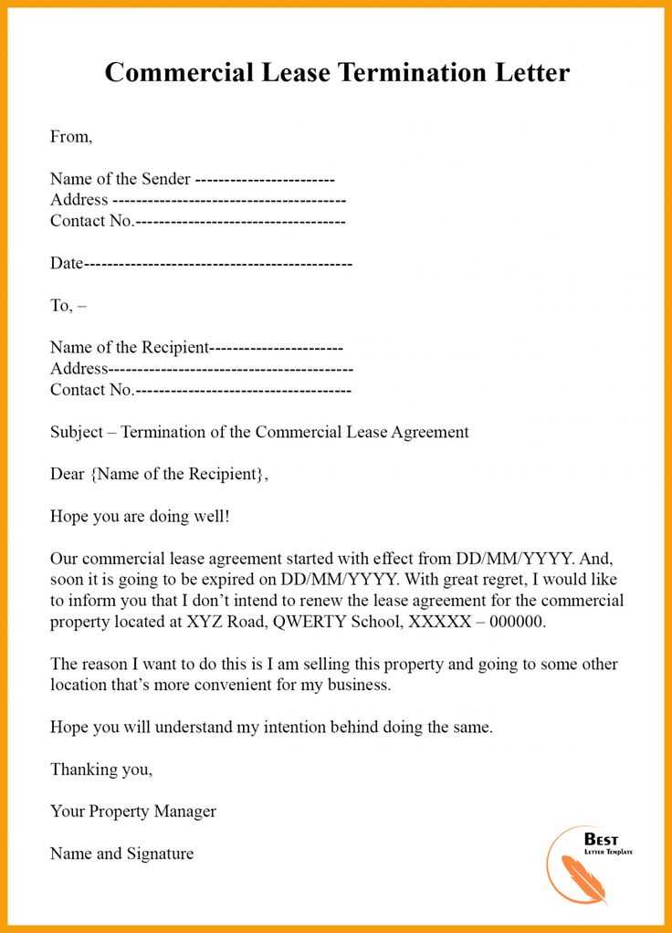 termination of rental agreement letter by landlord template