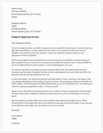 fake loan approval letter template