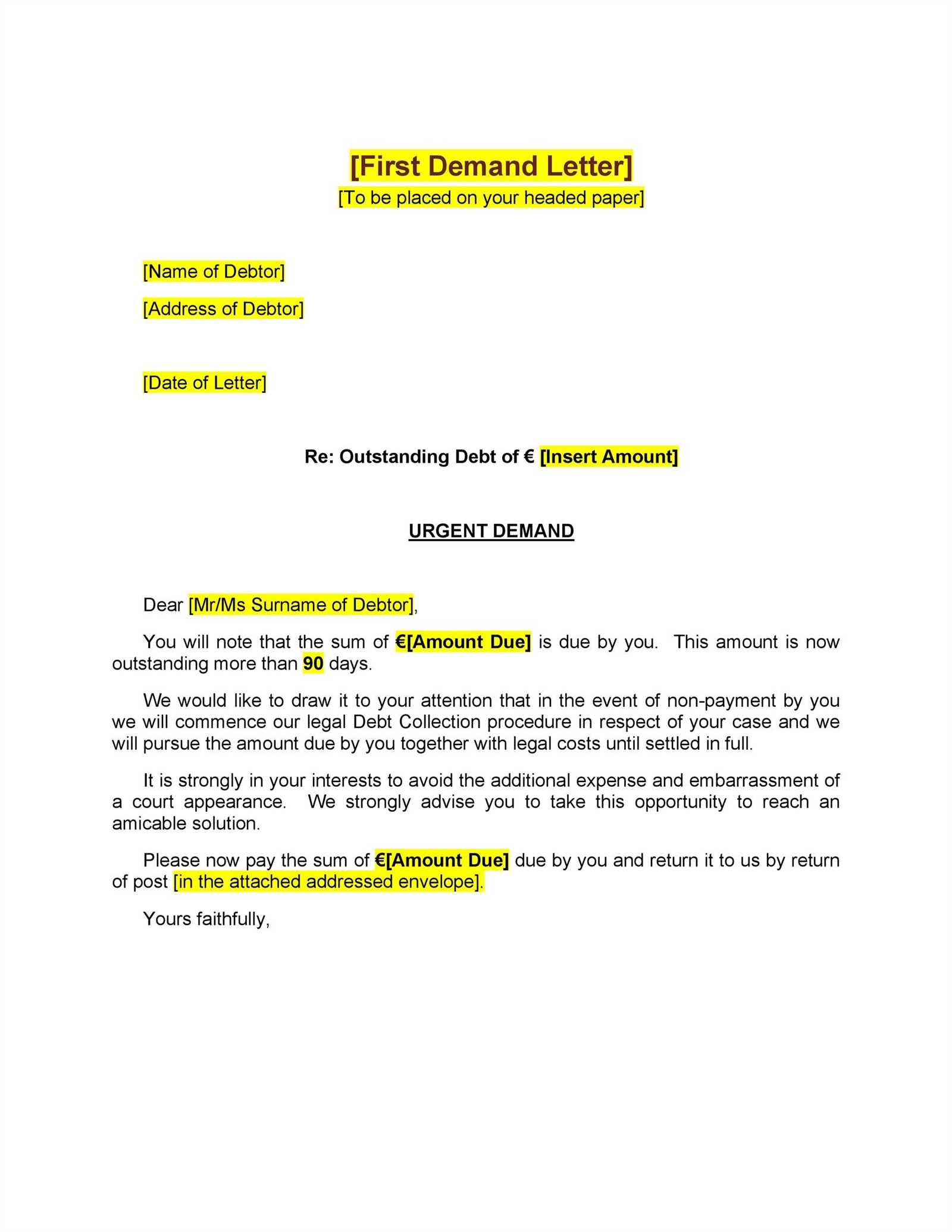 outstanding payment letter template