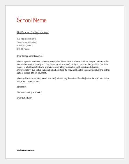 daycare fee increase letter template