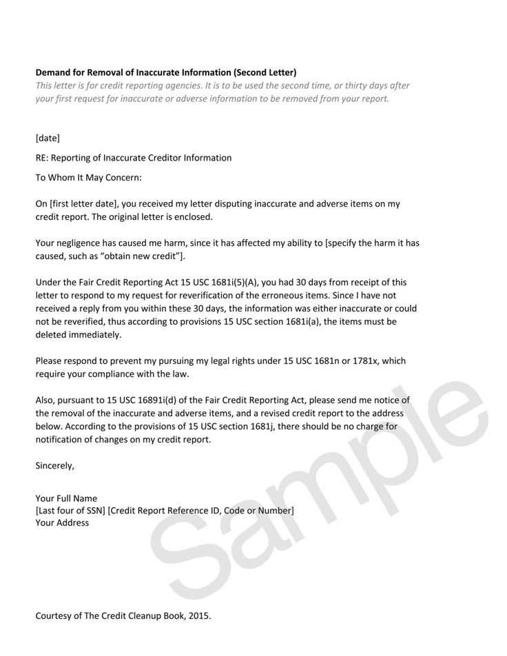 credit deletion letter template