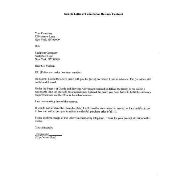 business cancellation letter template