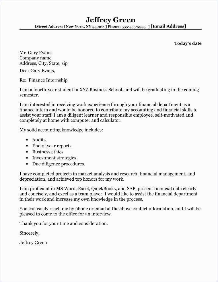 cover letter template finance