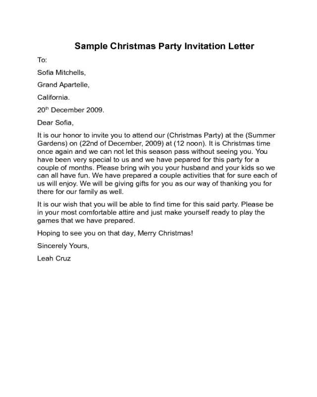 party letter template