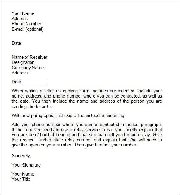 free formal letter format template