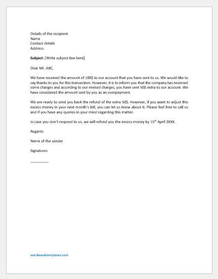 employee overpayment letter template