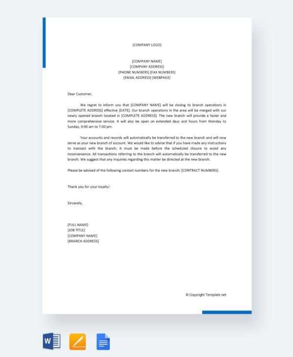 business closing letter template