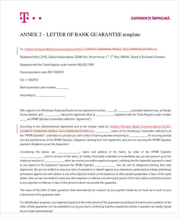 parent company guarantee letter template