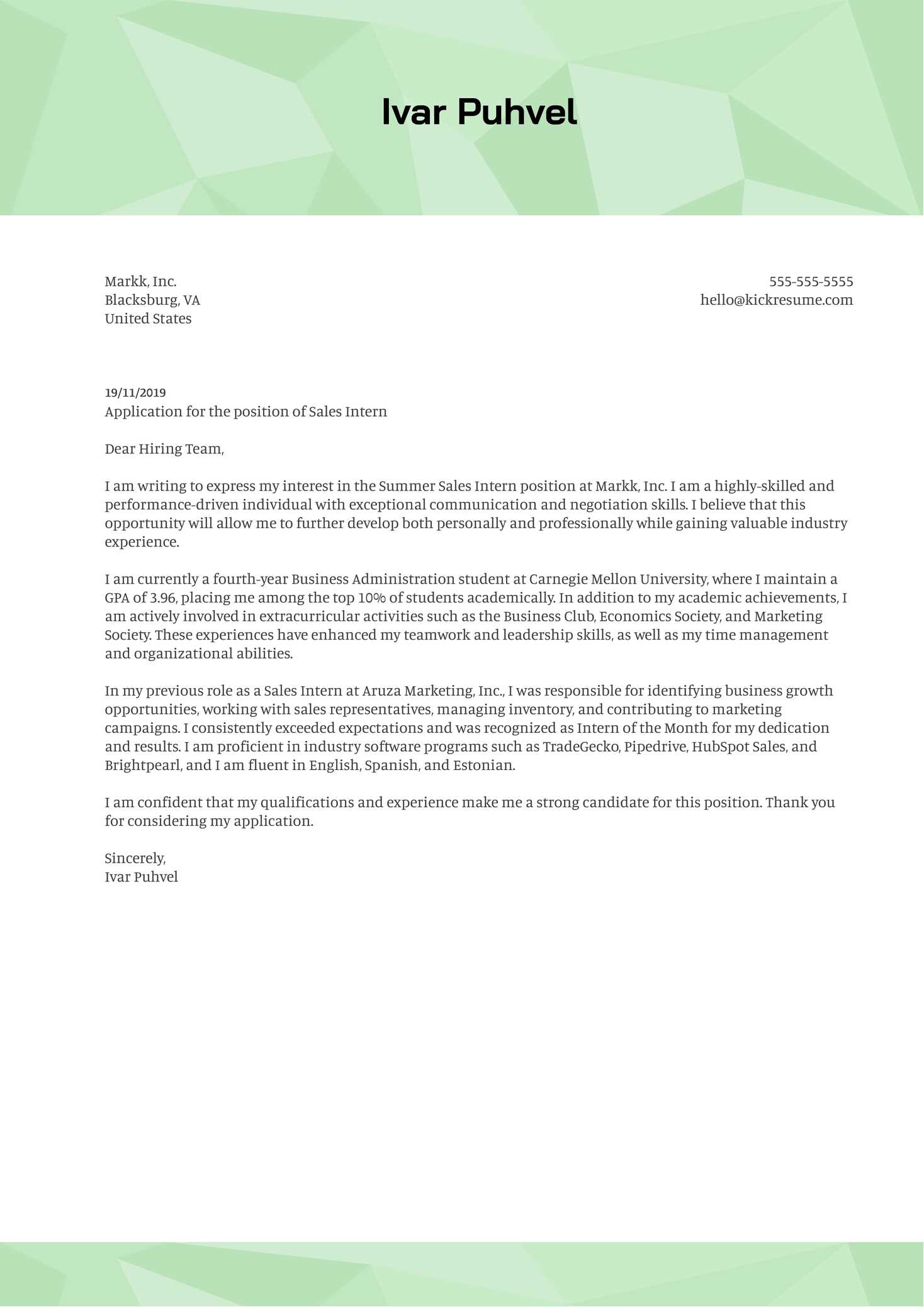 cover letter template for sales representative