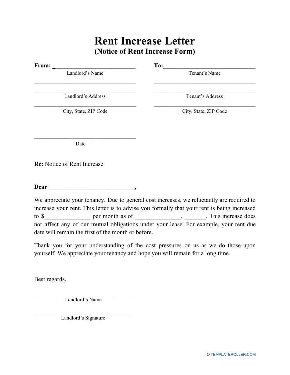 nursery fee increase letter template