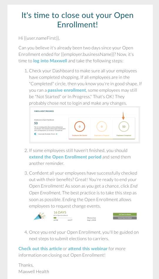 open enrollment letter template