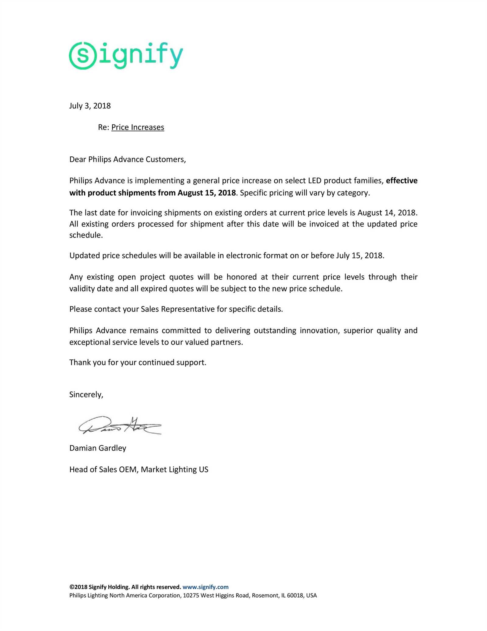 price increase letter template free sample