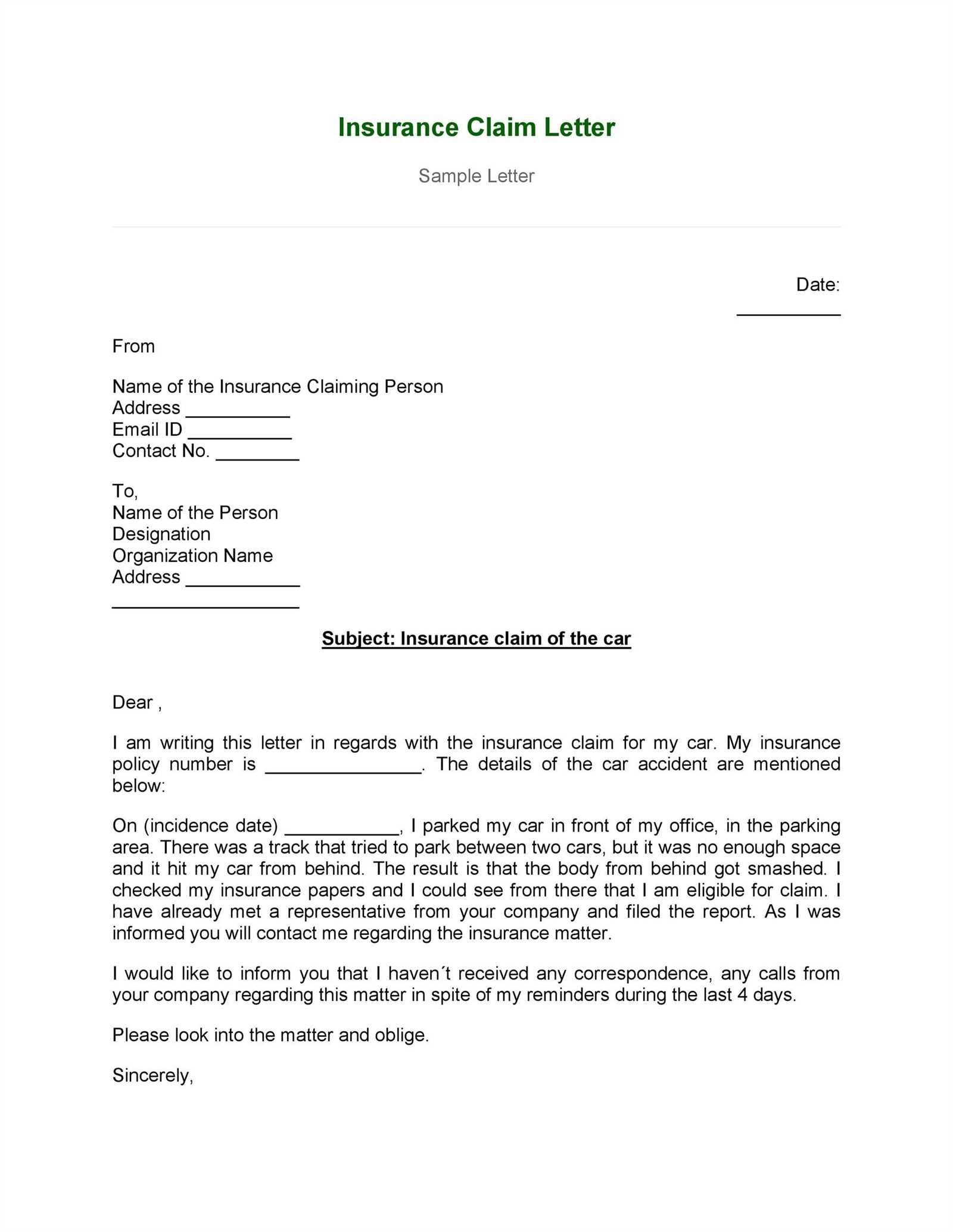 insurance letter of experience template