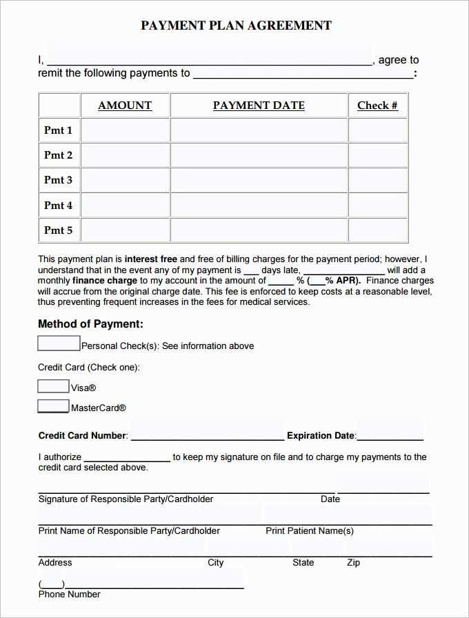 payment plan agreement letter template