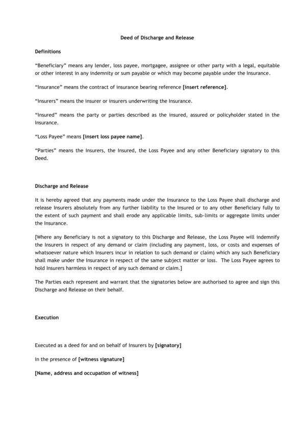 mortgage discharge letter template