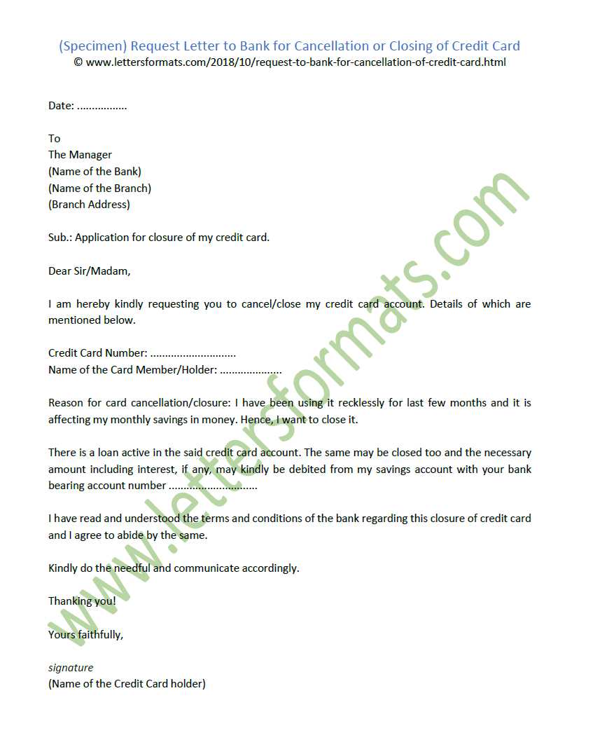 letter to close credit card account template