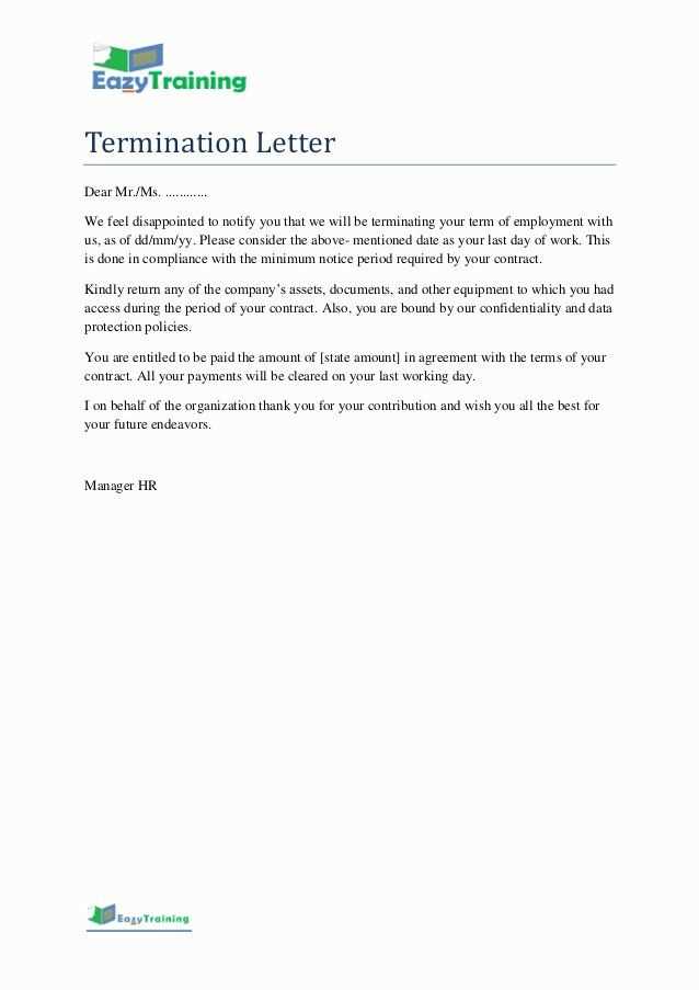 end of employment contract letter template