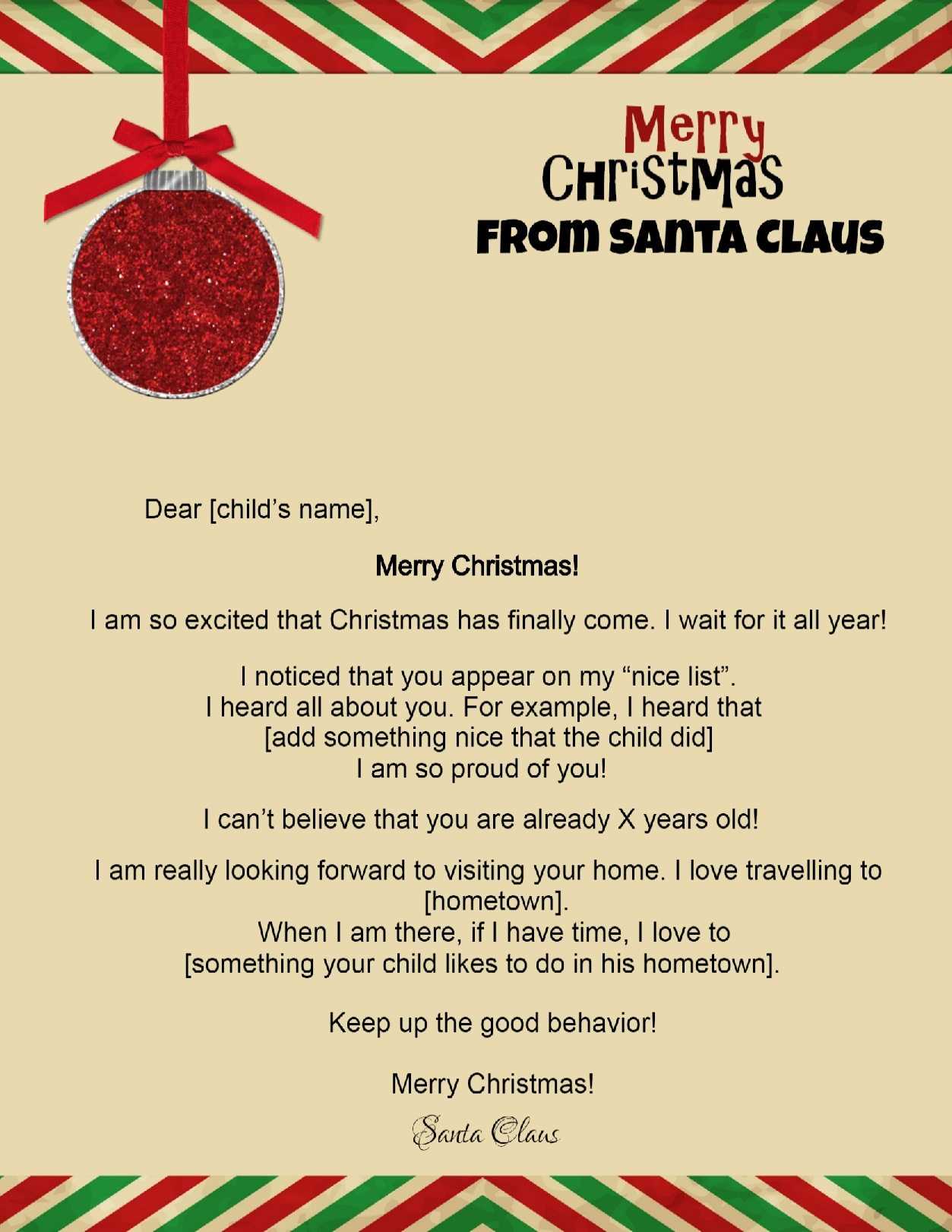 a letter from santa template free