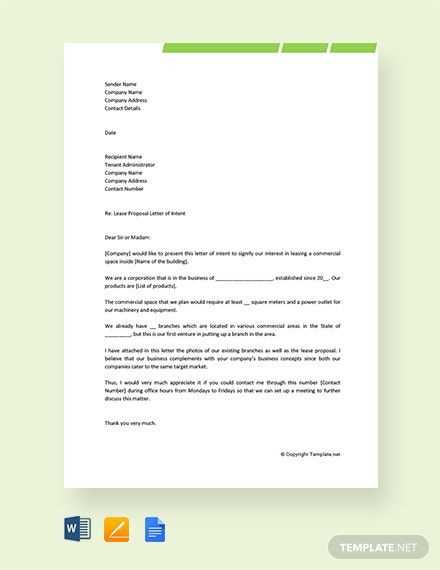 letter of intent to lease commercial space template