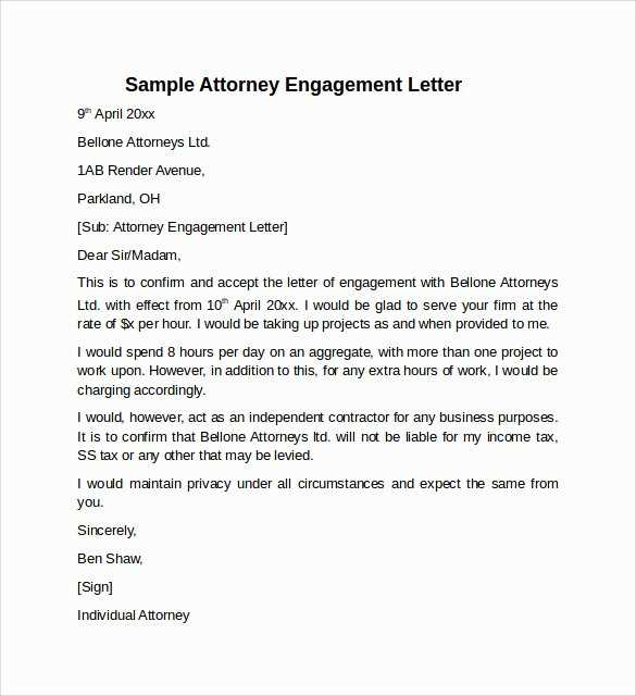 new customer engagement letter template