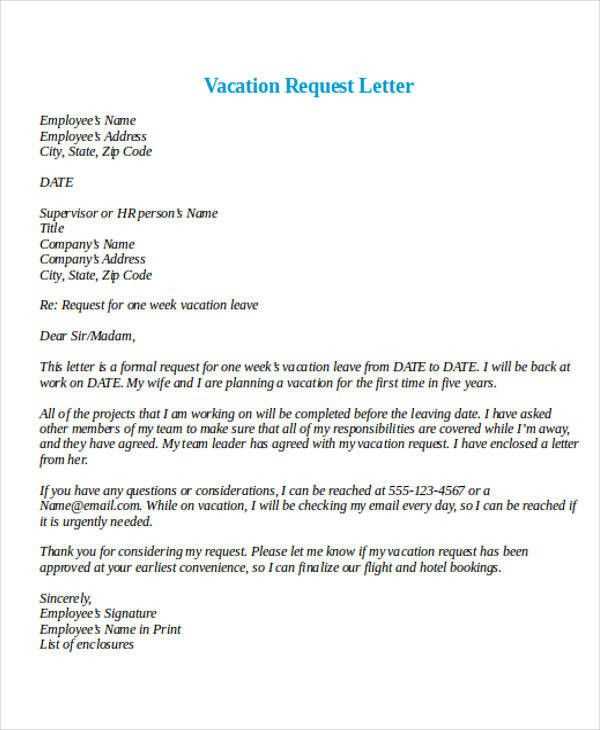 formal letter of request template