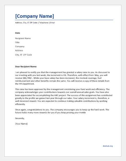 pay raise template letter