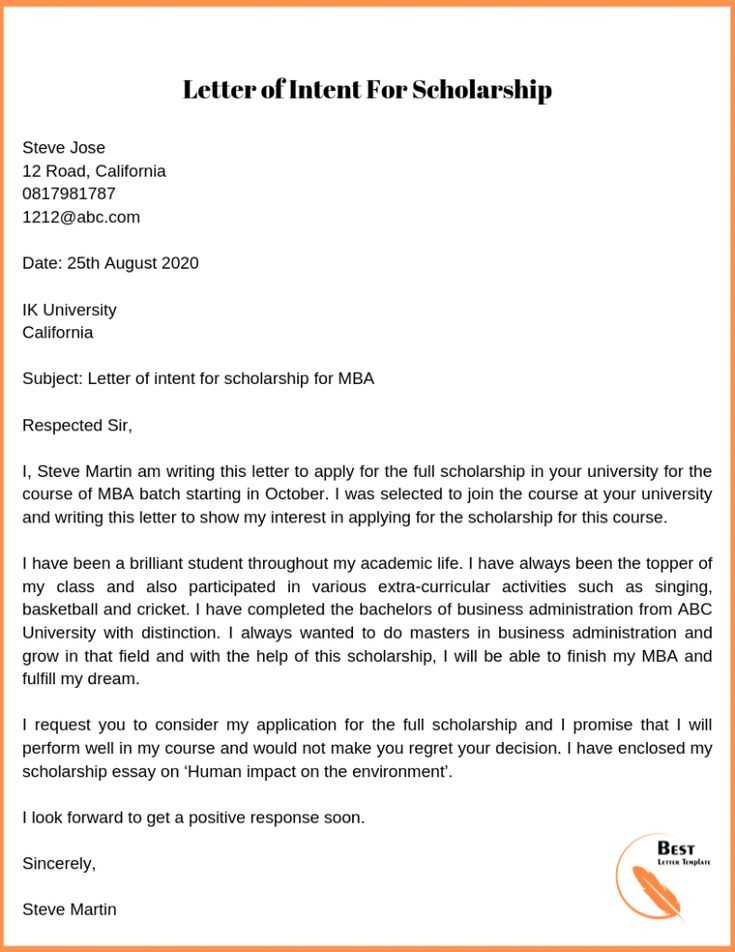 scholarship notification letter template