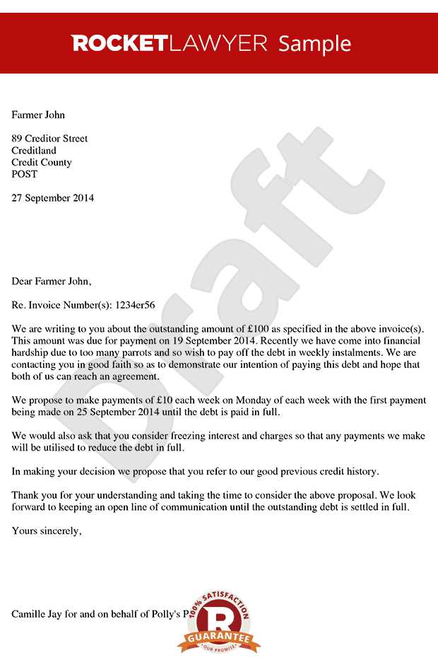 paid in full letter from creditor template