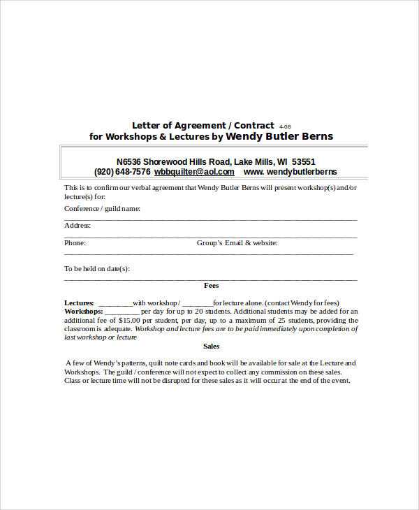 letter of agreement contract template