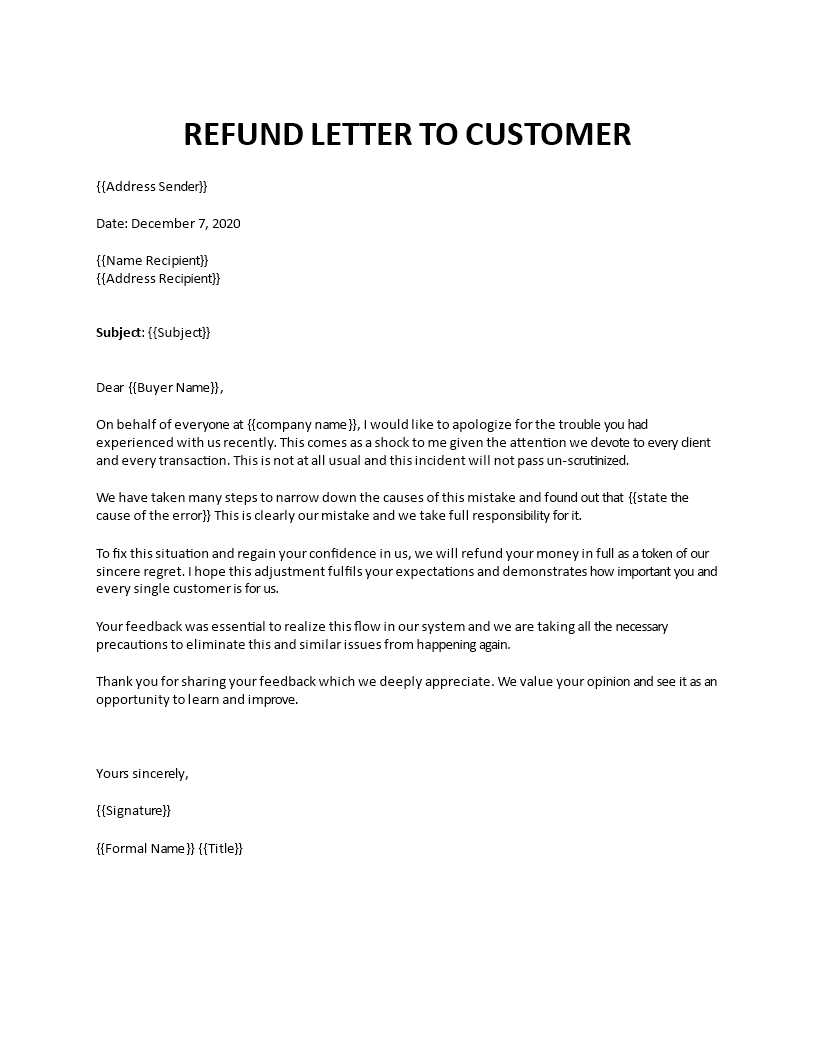 overpayment refund letter template