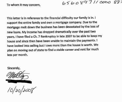 mortgage hardship letter template