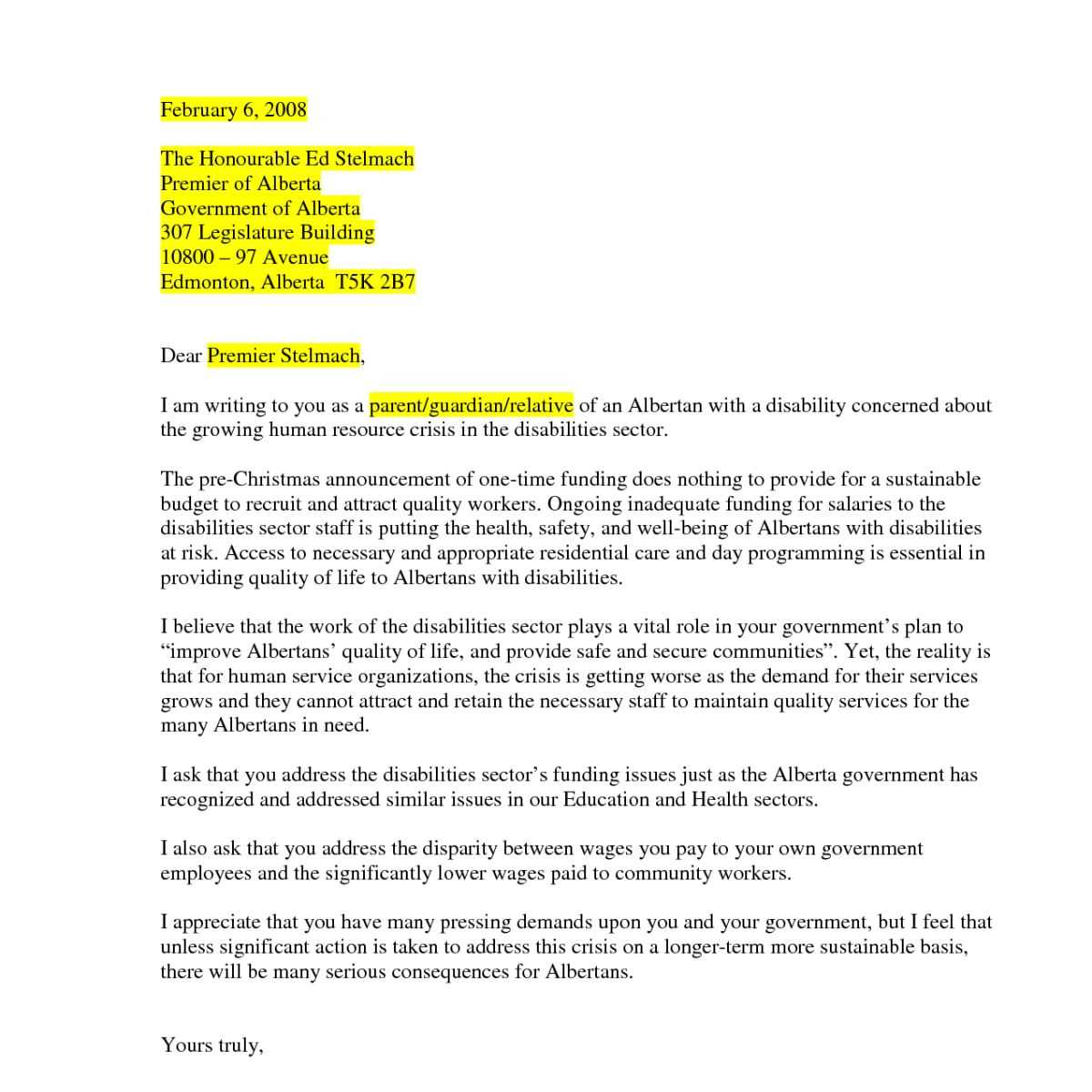 mla format letter template