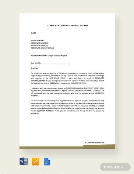 letter of intent for graduate school template