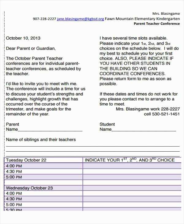 parent letter from teacher template