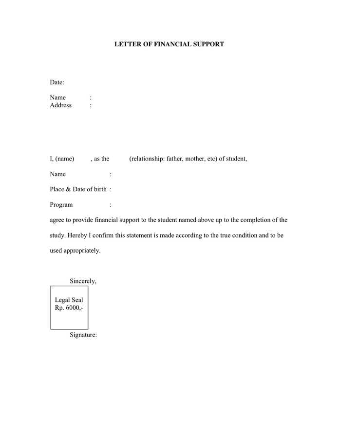 parole support letter from wife template