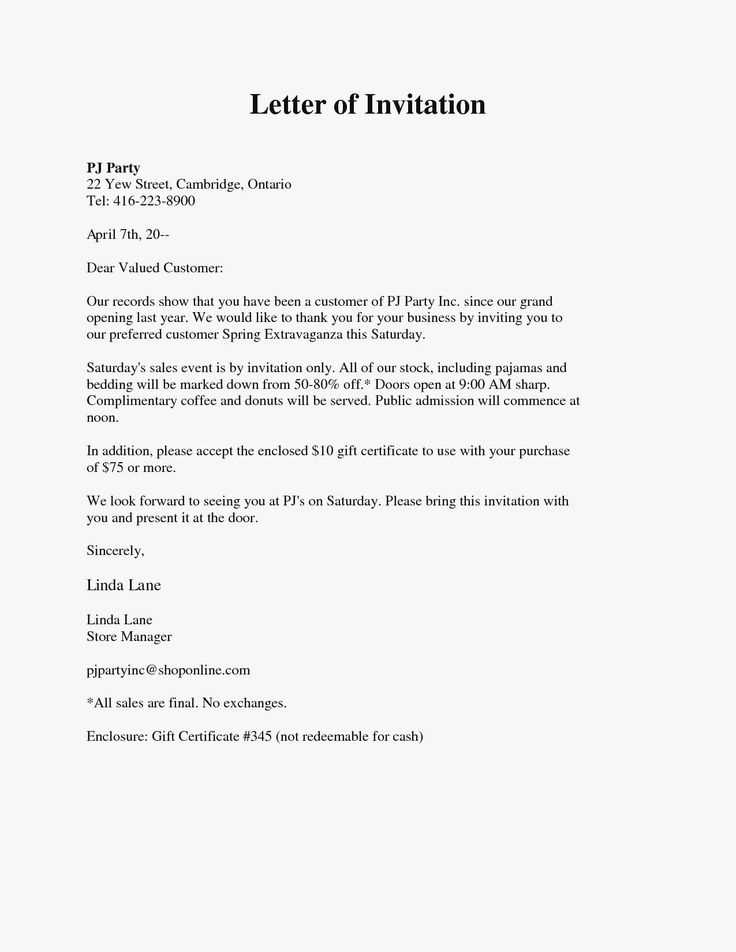 party letter template