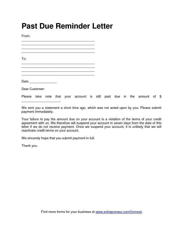 past due balance letter template