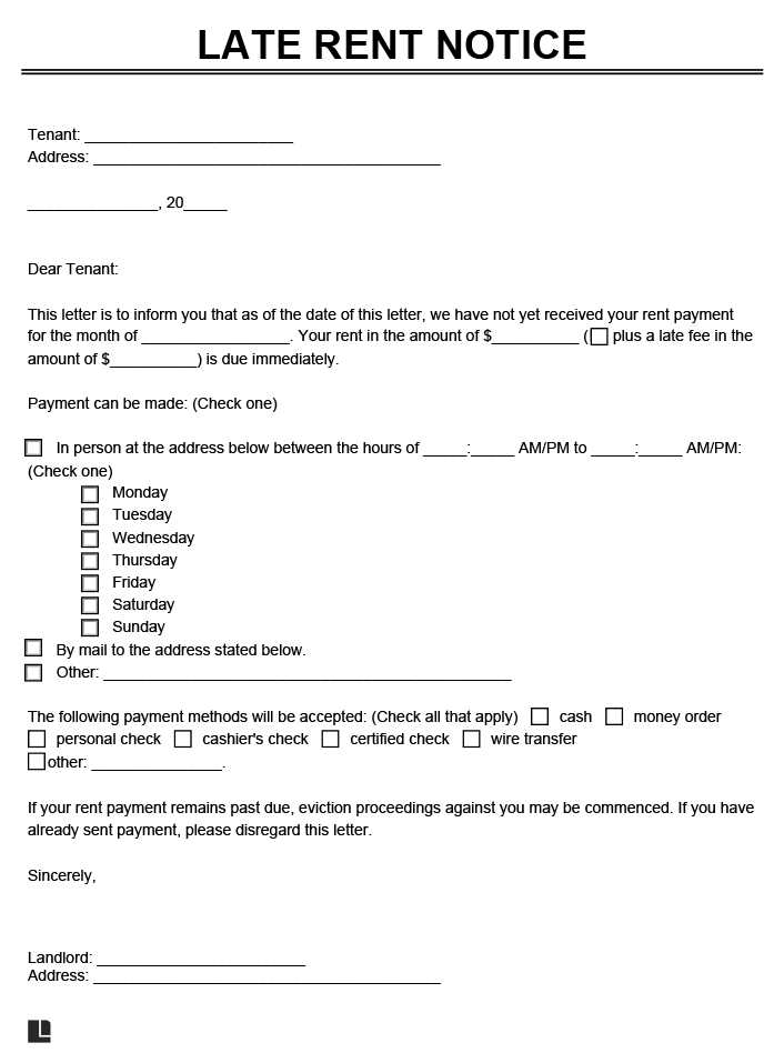 past due notice letter template