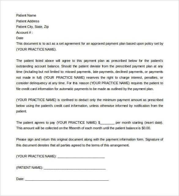 payment arrangement letter template