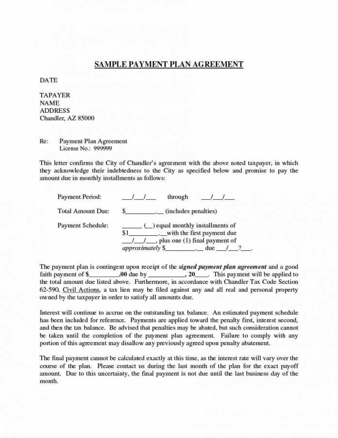 payment plan agreement letter template