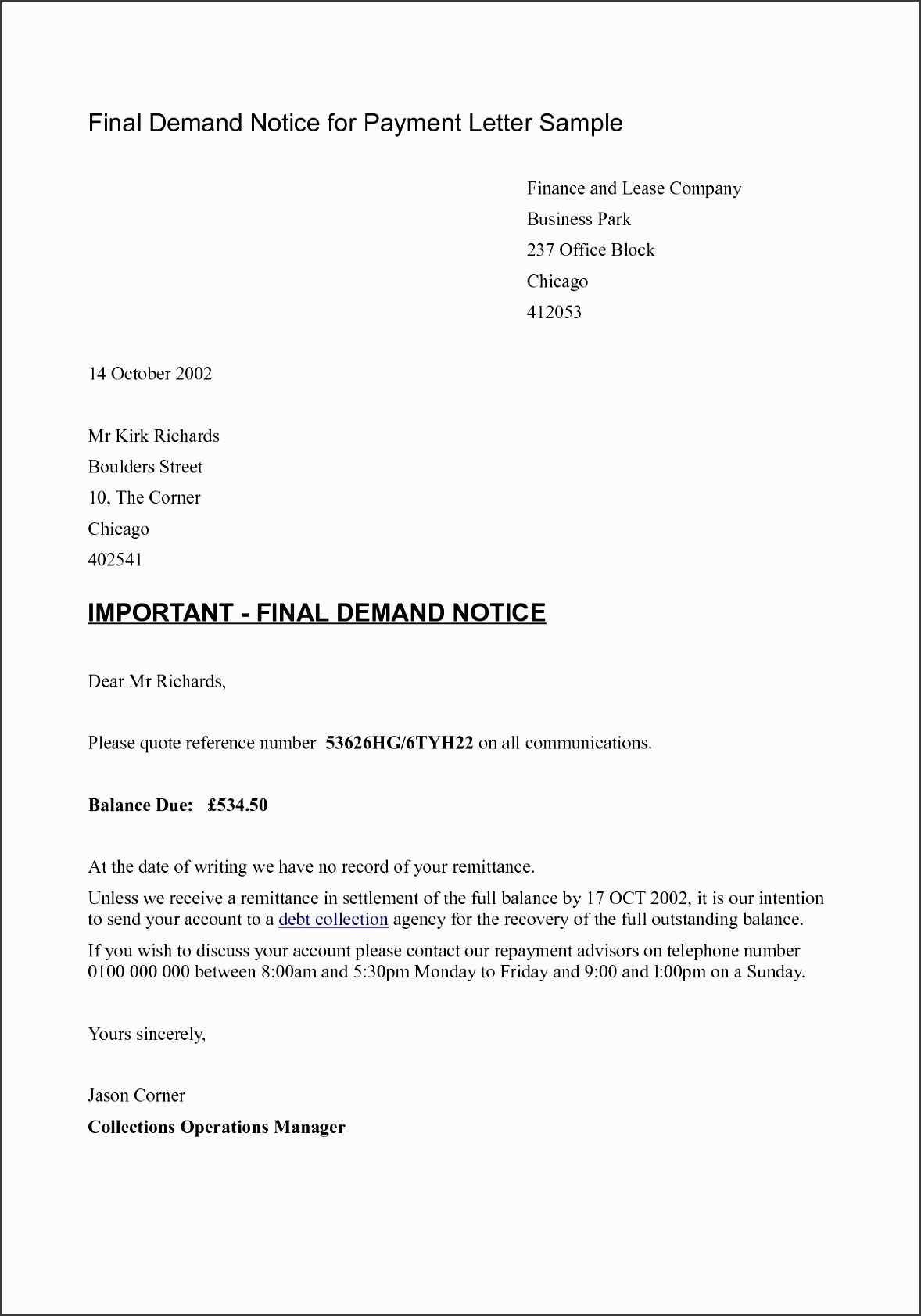 loan settlement letter template