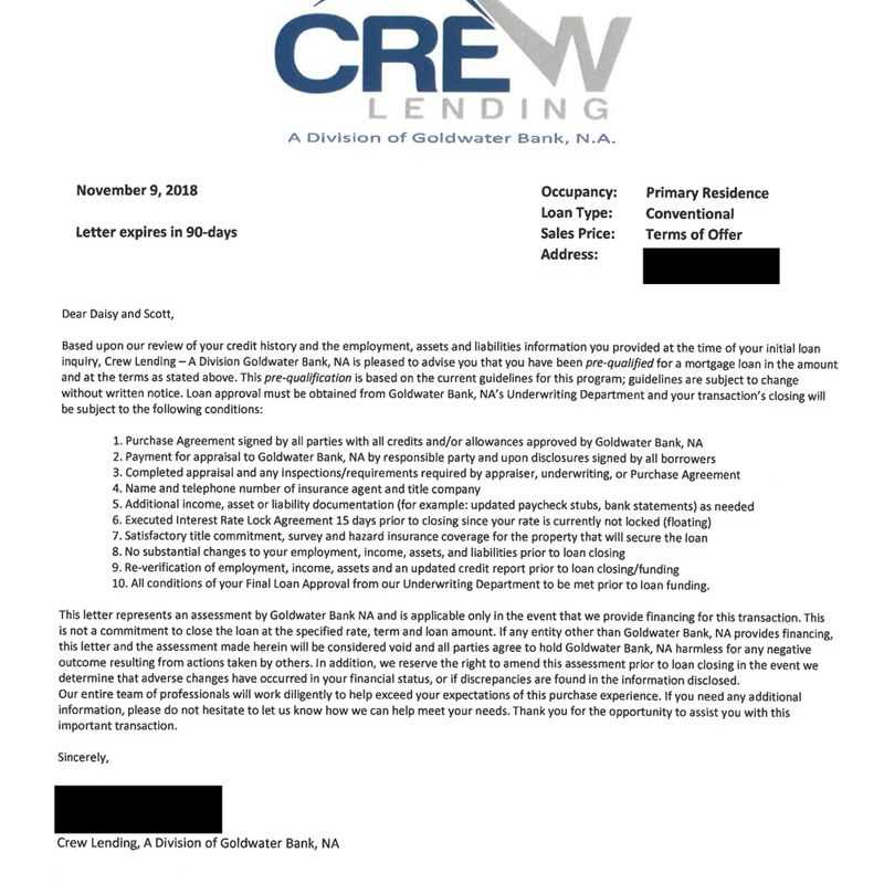 mortgage approval letter template