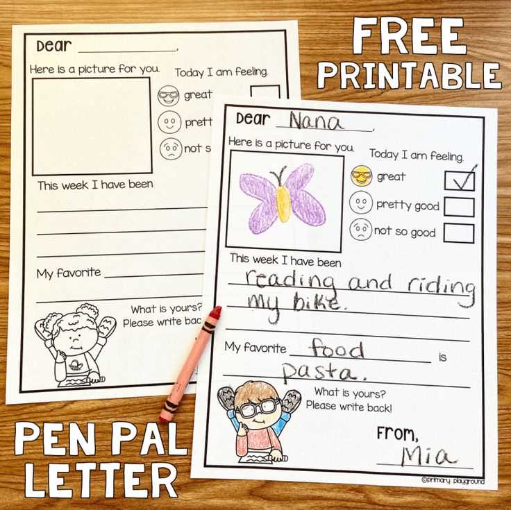 pen pal letter template kindergarten