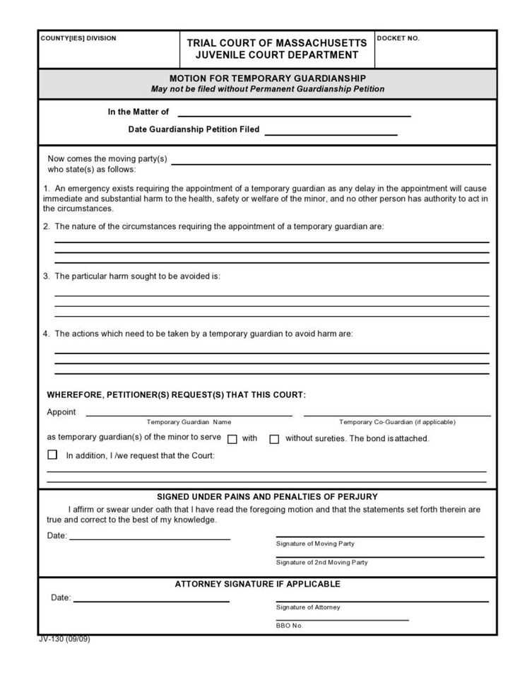 permanent guardianship letter template