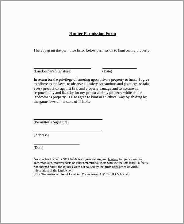 permission to shoot on land letter template