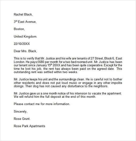 personal reference letter template for apartment