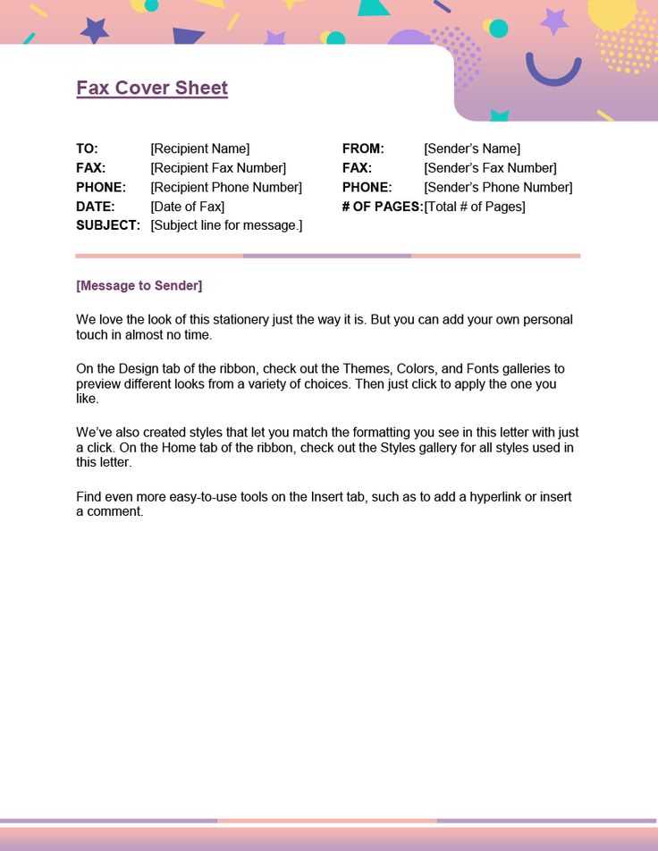 professional fax cover letter template