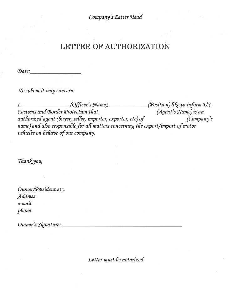 letter of authorisation template uk