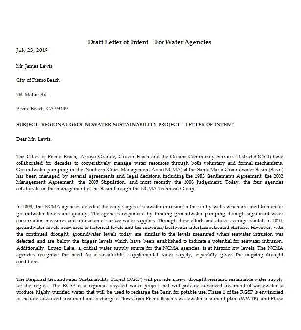 legal letter of intent template