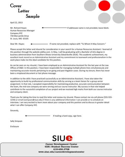 successful cover letter template